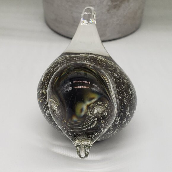 Small Black Gold Speckled Art Glass Bird Paperweight or Figurine - AS IS - Picture 2 of 8